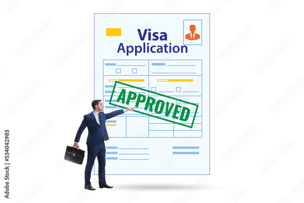 Visa application concept with businessman Visa application concept with businessman