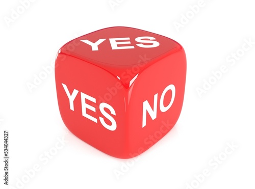 red dice with yes or no sign