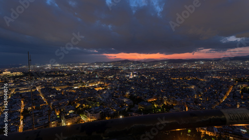 Cityscape of Athens at night on September 2022