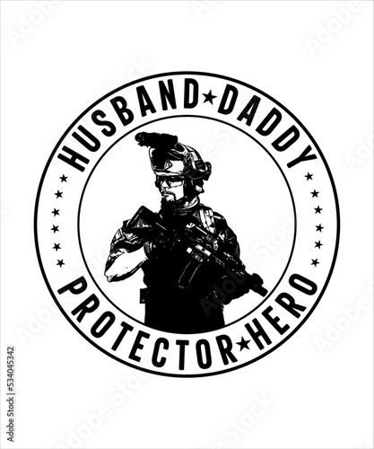 Husband daddy protector hero veterans tshirt design