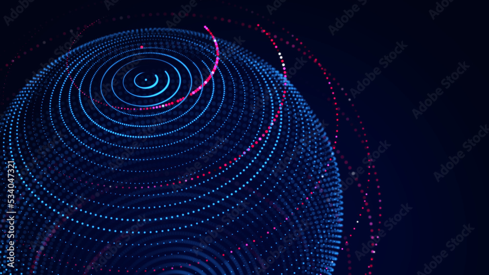 Fototapeta premium Technology blue sphere with connecting dots and lines. Digital abstract network structure. 3D rendering.