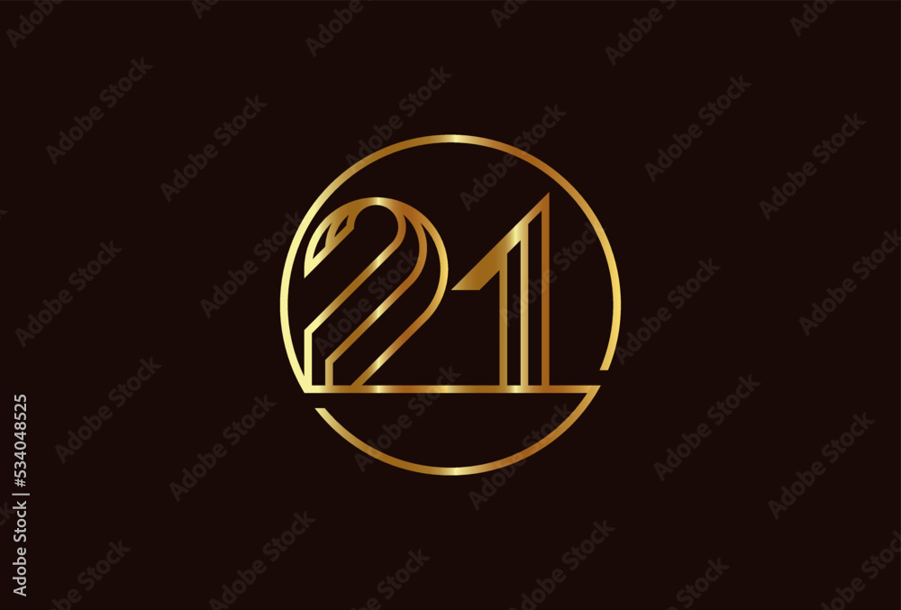 Number 21 Logo, Number 21 monogram line style inside circle can be used for birthday and business logo templates, flat design logo, vector illustration Number 21 Logo, Number 21 monogram line style inside circle can be used for birthday and business logo templates, flat design logo, vector illustration
