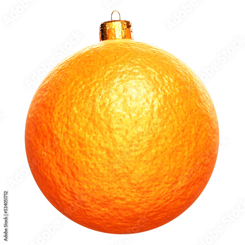 Realistic 3D illustration of the stylish orange peel Christmas bauble isolated on white
