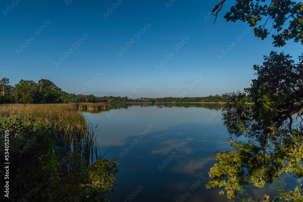 Prostredni pond in autumn foggy morning near Lednice town Prostredni pond in autumn foggy morning near Lednice town
