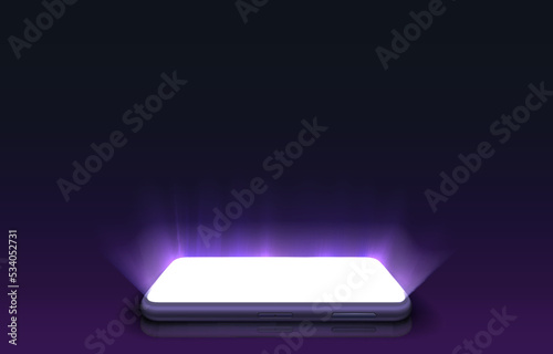 Smartphone mobile screen, technology mobile display light. Vector