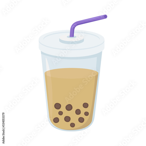 Boba Tea Sign Emoji Icon Illustration. Taiwan Drinks Vector Symbol Emoticon Design Clip Art Sign Comic Style.