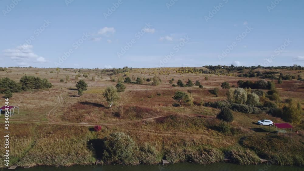 Aerial photography of autumn hills at sunset Aerial photography of autumn hills at sunset