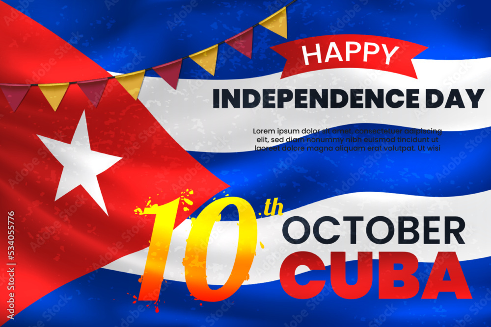 Happy Independence Day of Cuba with Waving Flag Background. Vector Illustration