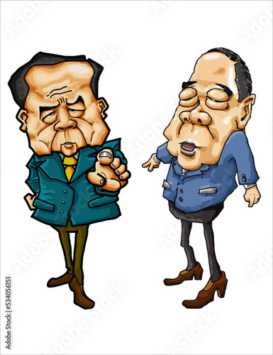 Two politicians of Thailand prime minister and vice prime minister, cartoon, vector. photo