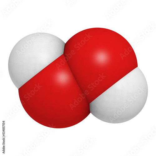 Hydrogen peroxide molecule. Reactive oxygen species (ROS). Used as bleaching agent, disinfectant, chemical reagent, etc. photo