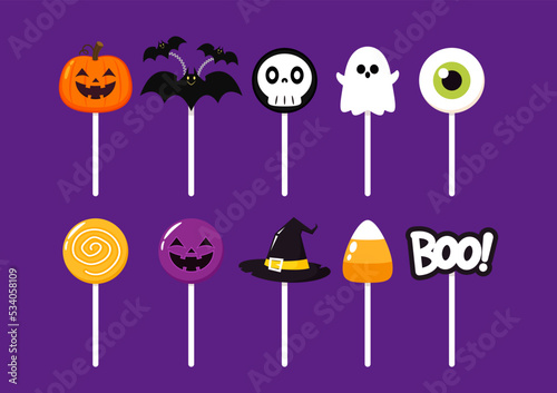 Party Sweets Magic item. Candy for Halloween. Vector illustration isolated on white background. 
Fruity toffee candy sweets. halloween elements.