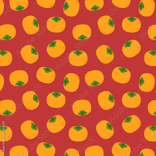 Persimmon vector. Persimmon pattern background.