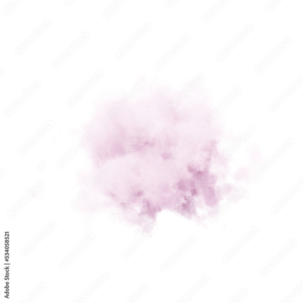 Pink cloud on white background. 3d rendering.	