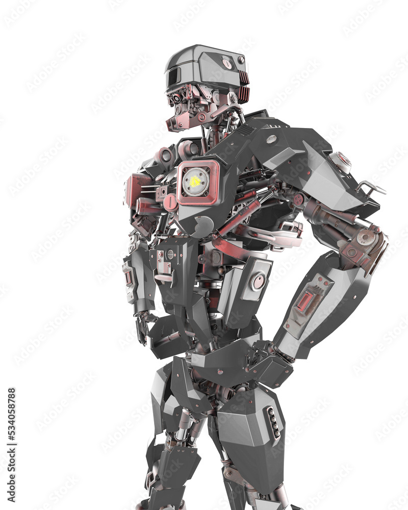 cyber mechis is doing a power pose side view cyber mechis is doing a power pose side view
