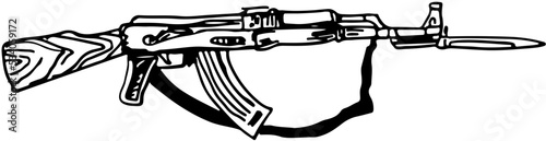 old recoilles rifles, mortras and individual weapons submachine gun with wooden stock in vector