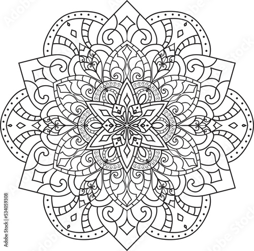 Mandala isolated on the white background.Doodle pattern.ornament design for coloring page
