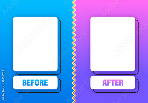 Colorful before and after frames. Vector illustration. Vector template. Design template.