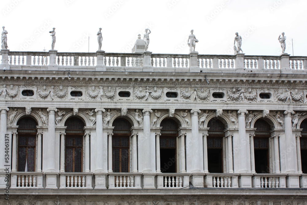 Fragment of the building of the Old Procuratie at the Piazza San Marco in Venice, Italy	
