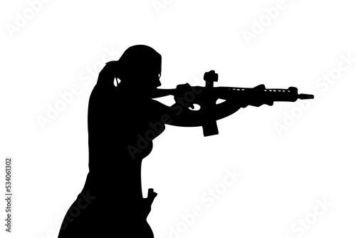 Black silhouette of a woman with a gun