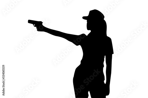Black silhouette of a woman with a gun