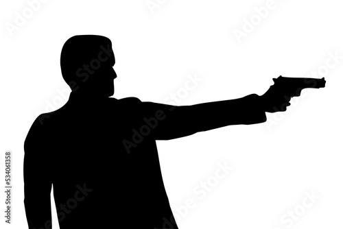 Black silhouette of a man with a gun