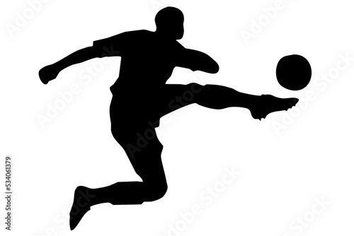 Black figure of a football player with a ball