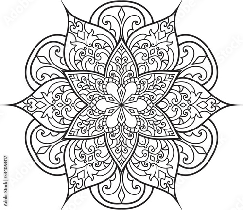Mandala isolated on the white background.Doodle pattern.ornament design for coloring page