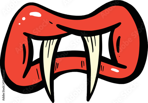 Cartoon Weird Scary Mouth and Lips in Vector