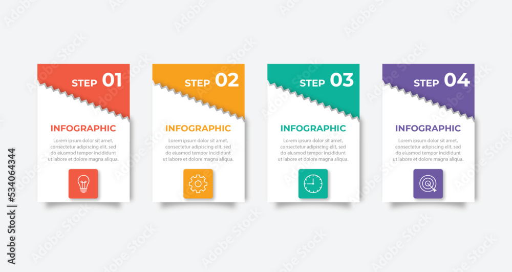 Business Infographic design template Vector with icons and 4 four options or steps. Can be used for process diagram, presentations, workflow layout, banner, flow chart, info graph