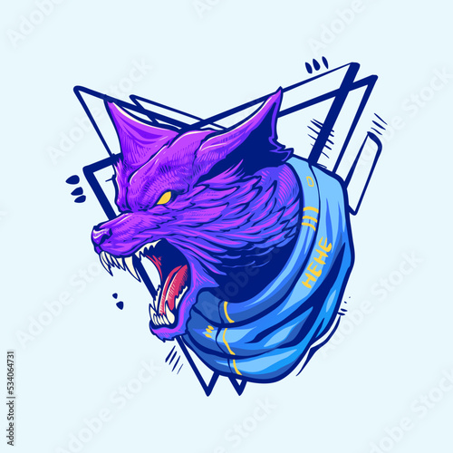 the wolf head illustration vector