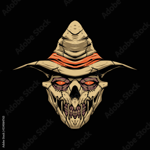 the scarecrow head illustration vector