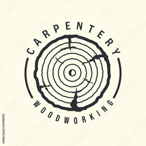 carpentry vintage logo vector template illustration design. woodwork or timber logo concept