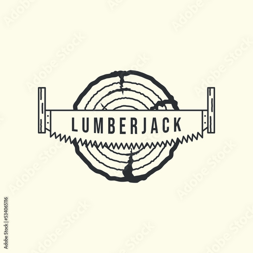 lumberjack vintage logo vector template illustration design. sawmill or timber logo concept
