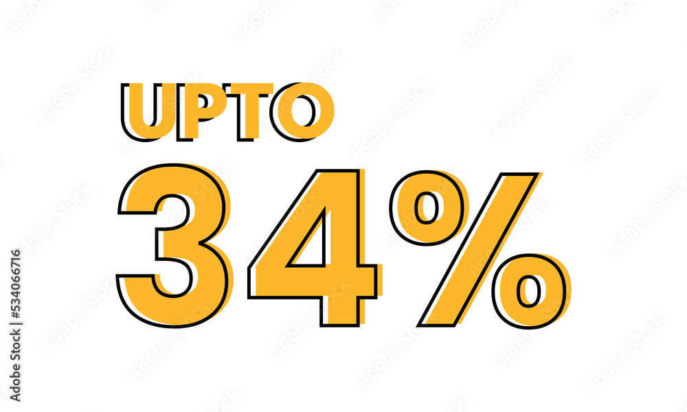 upto 34 percent typography sale vector, upto 34 percent vector