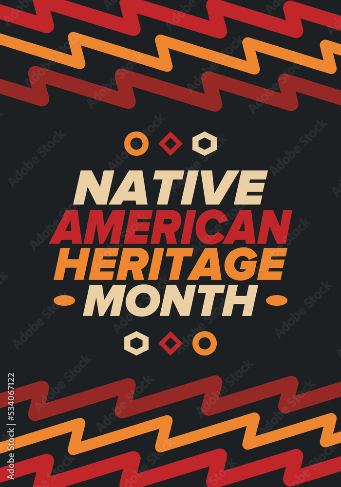 Naklejka premium Native American Heritage Month in November. American Indian culture. Celebrate annual in United States. Tradition pattern. Poster, card, banner and background. Vector ornament, illustration