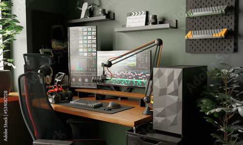 Photography Comfortable home workplace for videographer and video editor