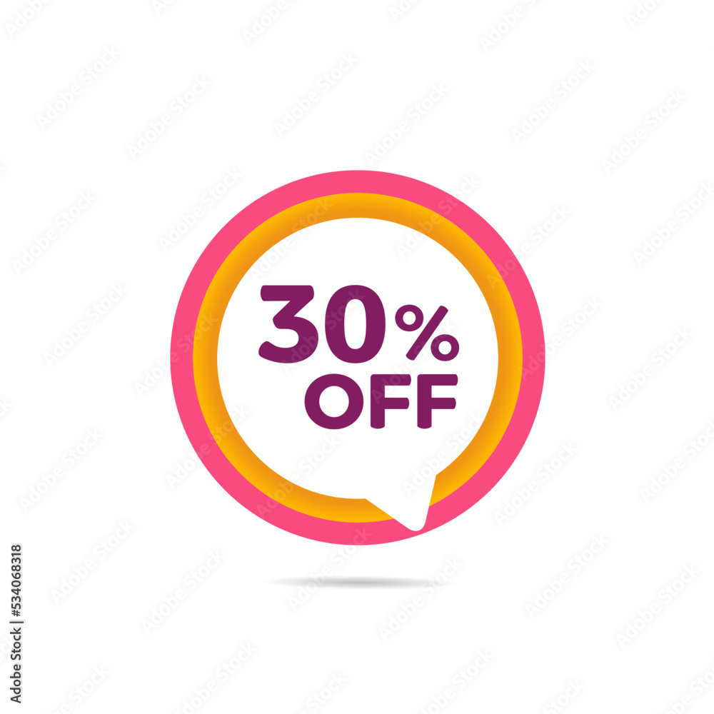 30% off, colorful balloon on white background with discount tag for promotion and offers 30% off, colorful balloon on white background with discount tag for promotion and offers