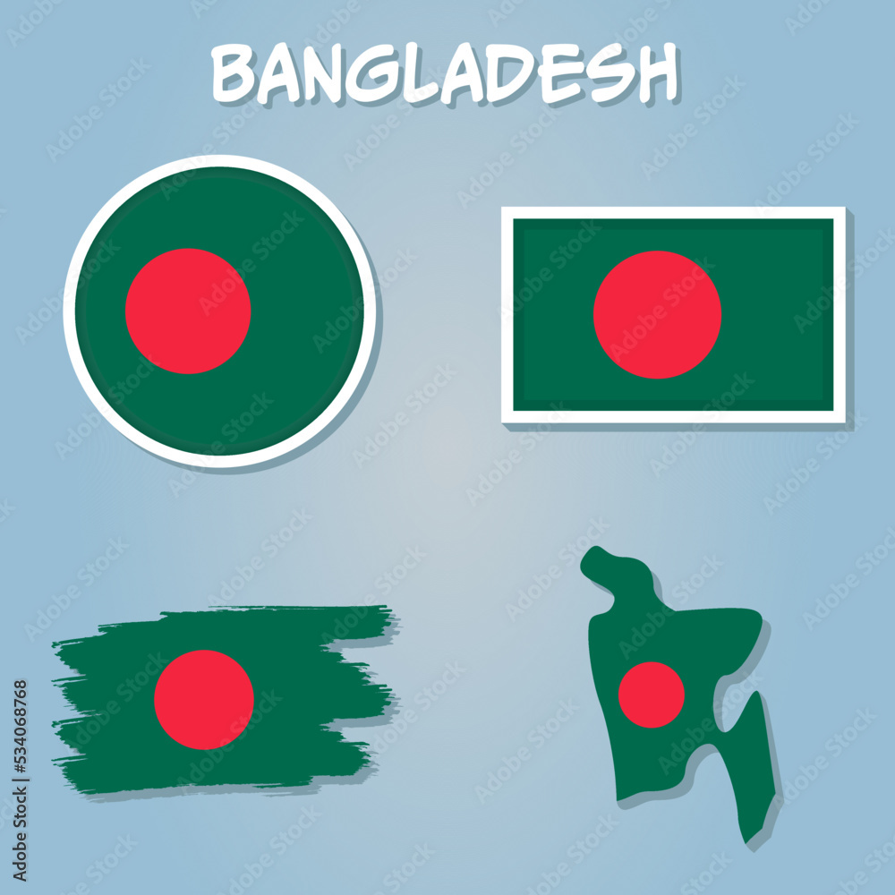 Bangladesh vector set, detailed country shape with region borders ...