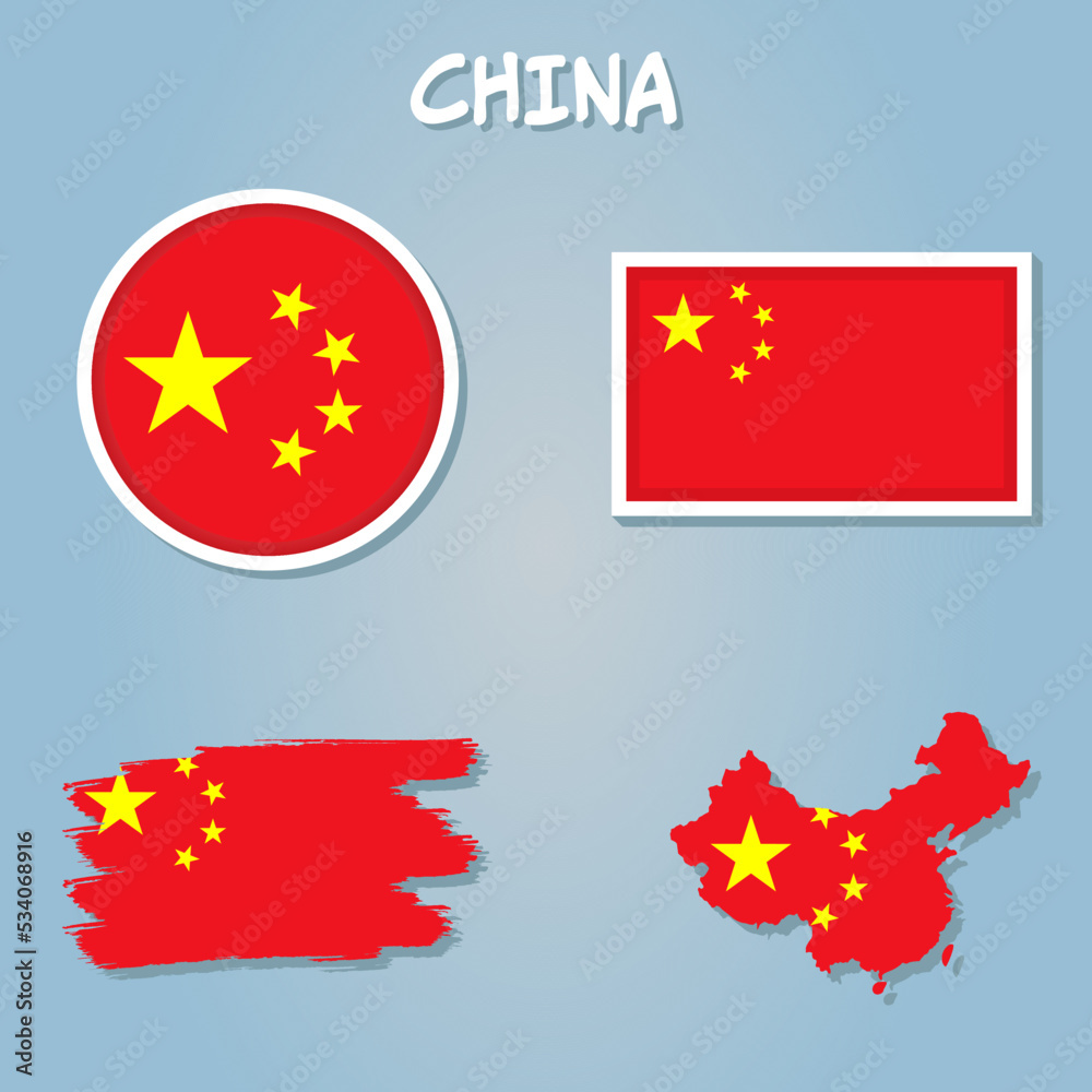 Creative vector China country border outline map made flag. Creative vector China country border outline map made flag.