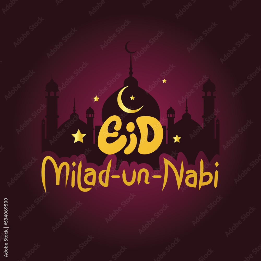 Happy Maulid Nabi Muhammad, or Mawlid al nabi Muhammad flat style Vector Illustration