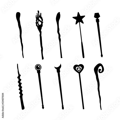 magic wand silhouette vector set