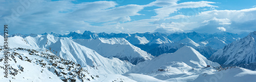 Silvretta Alps winter view (Austria). Panorama.