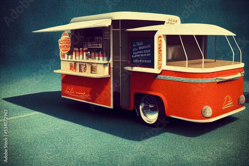 Retro red Food truck