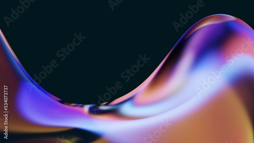 Fototapeta Naklejka Na Ścianę i Meble -  Abstract 3d neon holographic iridescent render. Design visual for background wallpaper banner poster or cover. Fluid organic wave with glass colorful gradient material.