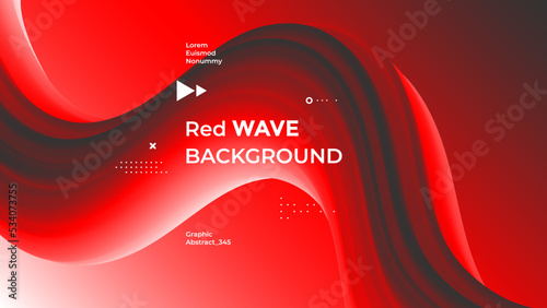 Red fluid wave. Duotone background with gradient 3d flow shape.
