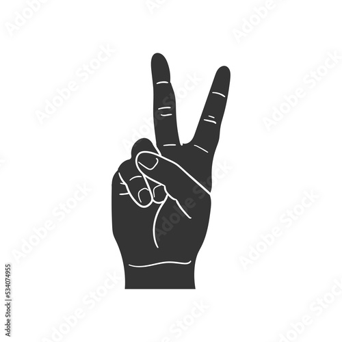 Victory Hand Icon Silhouette Illustration. Hand Gesture Vector Graphic Pictogram Symbol Clip Art. Doodle Sketch Black Sign.