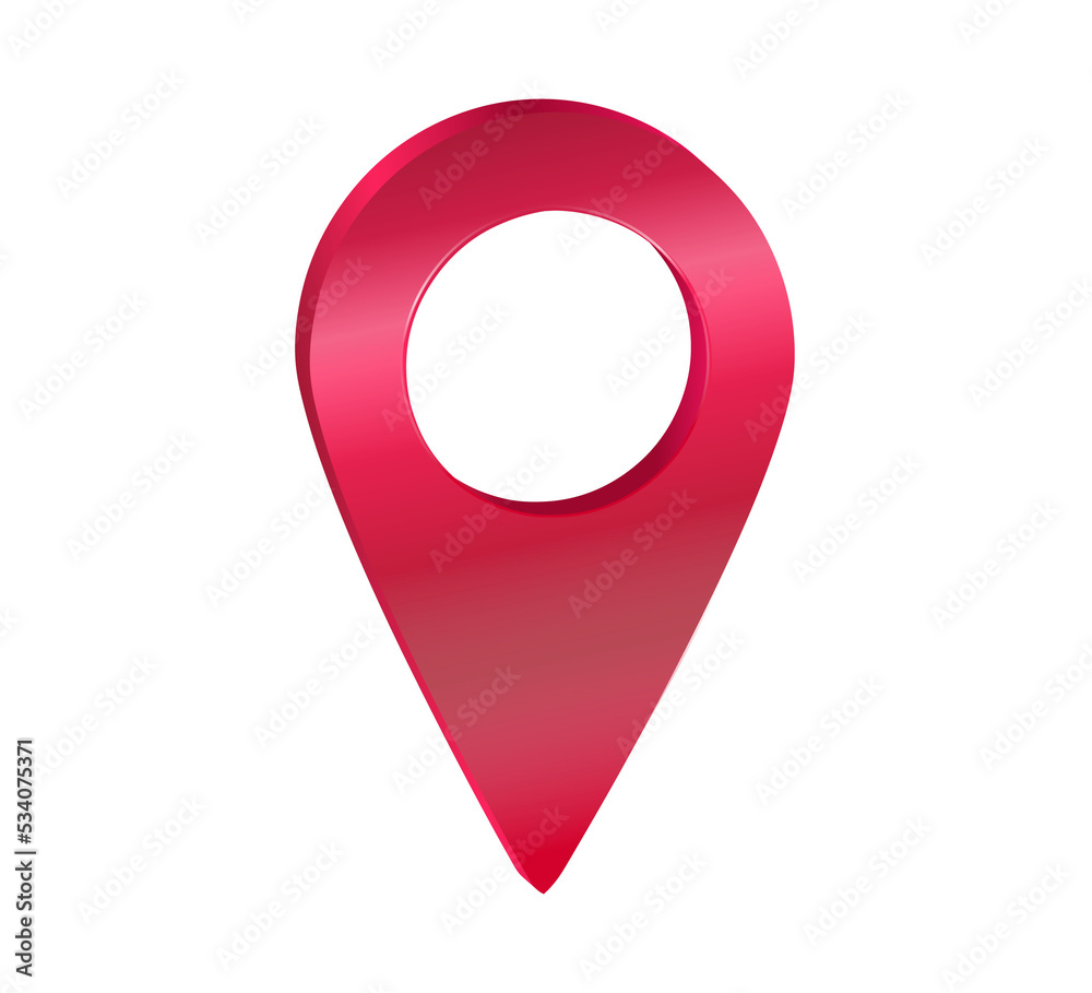 3d red location icon pin.Red map pointer 3d red location icon pin.Red map pointer