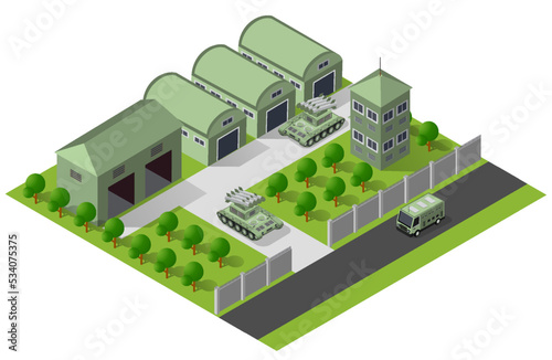 Module base camp object element for building design army armed