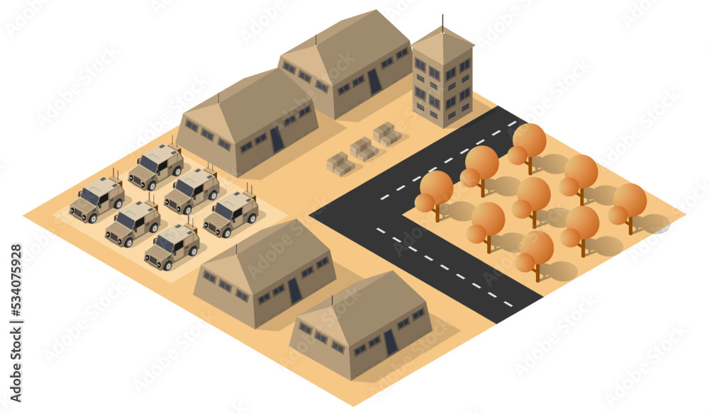 Army armed troop isometric armed military 3D illustration
