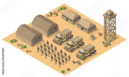 Multiple launch rocket systems army vehicles 3d vector illustration.